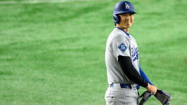 El japonés Shohei Ohtani, de los Dodgers de Los Ángeles, durante un juego ante los Cachorros de Chicago, el 18 de marzo de 2025.