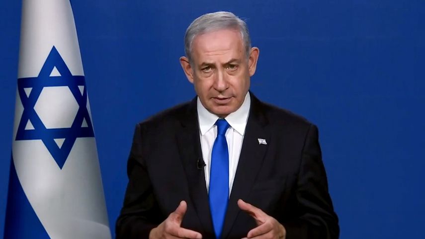 El premier israelí, Benjamín Netanyahu, habla durante una conferencia de prensa.&nbsp;