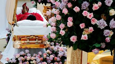 Los visitantes pudieron ver el cuerpo de la cantante.