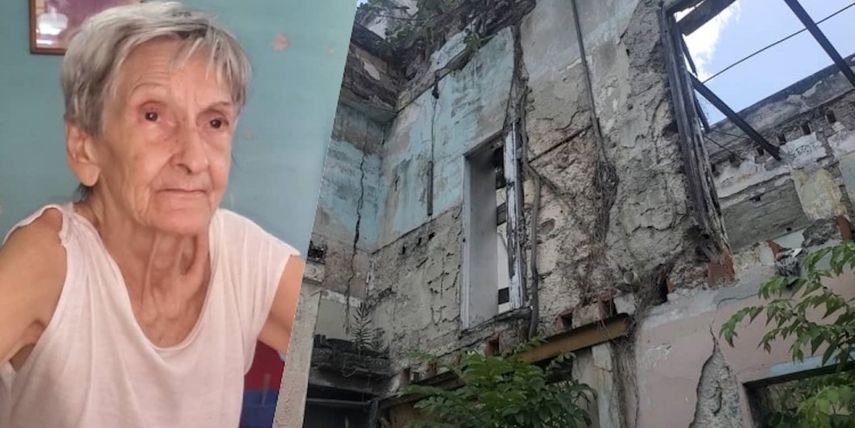 Irene Ester García Guerra, una anciana de 80 años que reside en un edificio en peligro de derrumbe.
