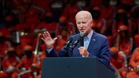 El presidente Joe Biden, durante mitin político en Miami Gardens.