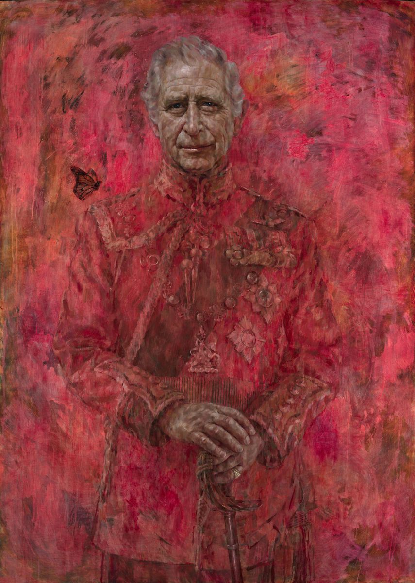 Esta fotografía, publicada el martes 14 de mayo de 2024 por el Palacio de Buckingham, muestra el retrato del artista Jonathan Yeo del rey Carlos III de Reino Unido.