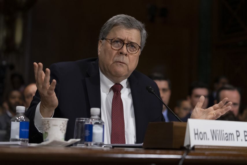 El fiscal general Bill Barr, durante una de sus comparecencias en el Senado
