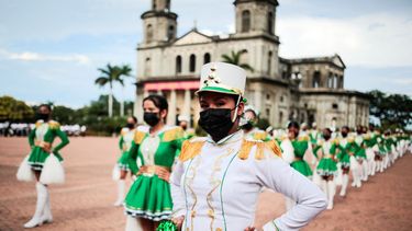 Cinco países de Centroamérica celebra el 201 aniversario de su Independencia de la corona española. Estudiantes participan en un desfile durante las celebraciones de las Fiestas Patrias, en Managua, Nicaragua, el 14 de septiembre de 2022.&nbsp;
