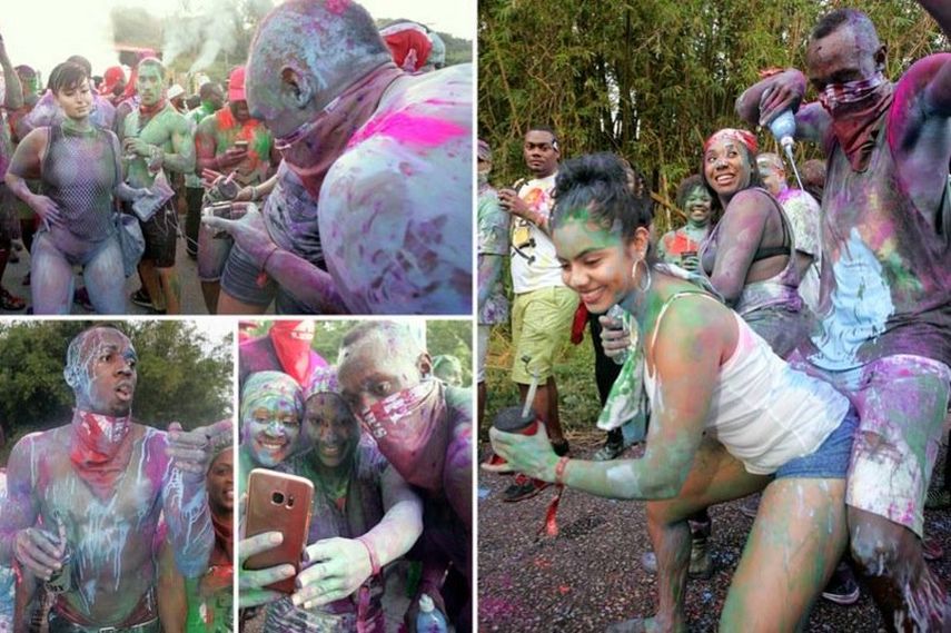 El jamaiquino compartió con los asistentes al carnaval trinitario.