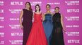 De izquierda a derecha: Karla Sofía Gascón, Selena Gómez, Zoe Saldaña y Adriana Paz posan al llegar al estreno de la película Emilia Pérez durante el Festival de Cine de Londres el viernes 11 de octubre de 2024 en Londres.
