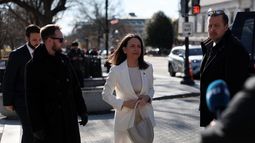 María Corina Machado a su llegada a la Casa Blanca, para reunirse con el presidente de Estados Unidos, Donald Trump.
