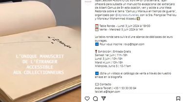 Manuscrito de la novela El extranjero.