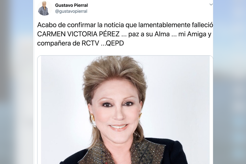 Locutores, artistas, periodistas y personalidades lamentaron el fallecimiento de una de las figuras más importante de la televisión venezolana.&nbsp;