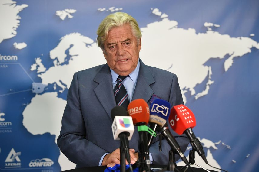 El expresidente de Uruguay, Luis Alberto Lacalle, durante una rueda de prensa celebrada en Miami.&nbsp;