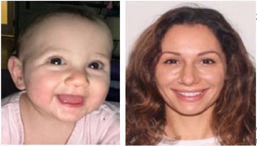 Imagen de missingkids.org de Amelia Martínez de 8 meses junto a la persona de interés Arys Martinez.