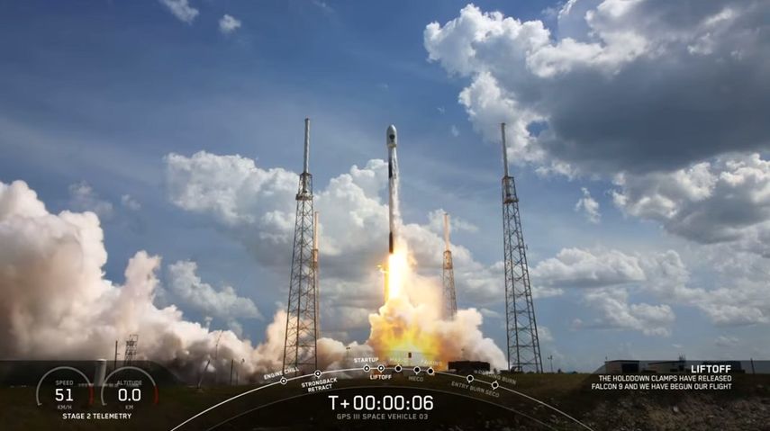 Captura de video del lanzamiento del cohete&nbsp;Falcon 9 de SpaceX el 30 de junio de 2020 en Cabo Ca&ntilde;averal.