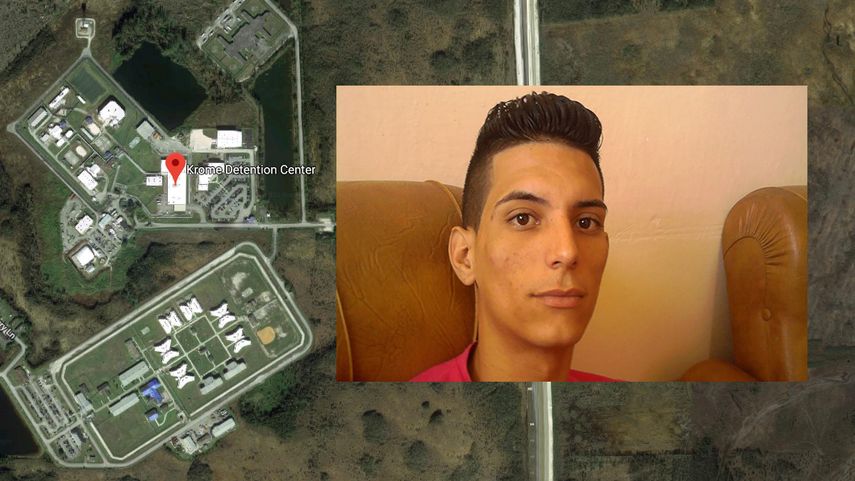 Combinaci&oacute;n de im&aacute;genes que muestra al cubano Yunier Garc&iacute;a y el centro de detenci&oacute;n de Krome, en el sur de Florida.