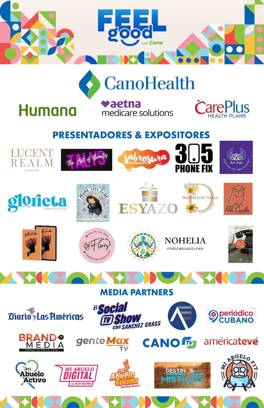 Expositores del evento I Feel Good con Cano, o Me siento bien con Cano, de la compañía de salud Cano Health, este 24 de junio. 