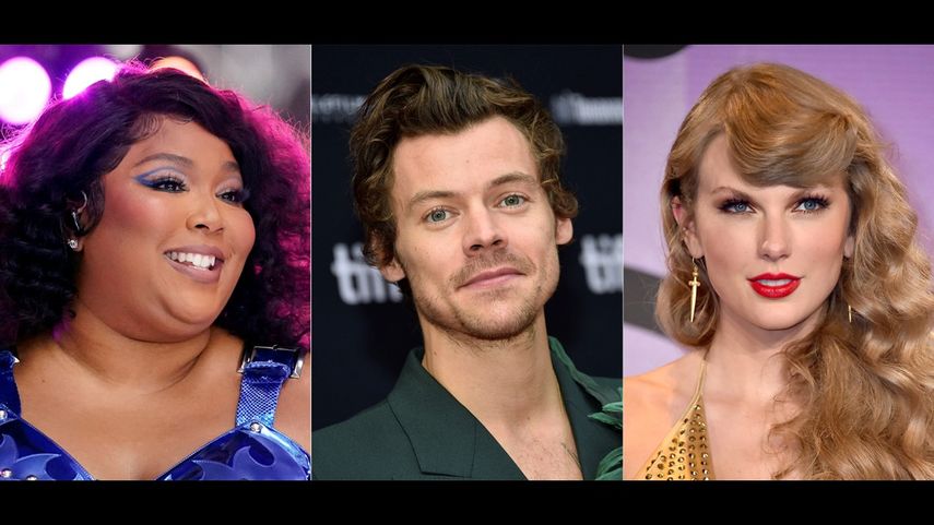En esta combinación de fotografías Lizzo, Harry Styles y Taylor Swift. Estos artistas fueron nominados a los Brit Awards el 12 de enero de 2023.