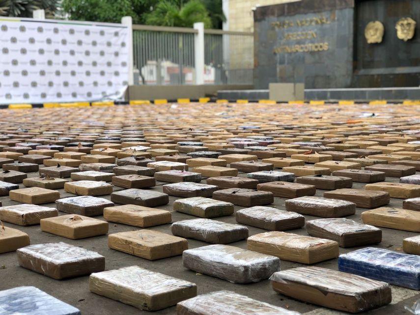 Fardos de cocaína incautados por la Policía de Colombia.