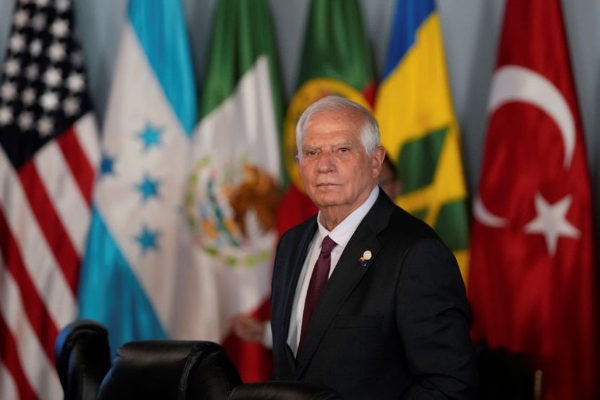 El alto representante de la Unión Europea para Asuntos Exteriores y Política de Seguridad, Josep Borrell, a su llegada para la conferencia internacional dedicada a la crisis política de Venezuela en Bogotá, Colombia, el martes 25 de abril de 2023.&nbsp;