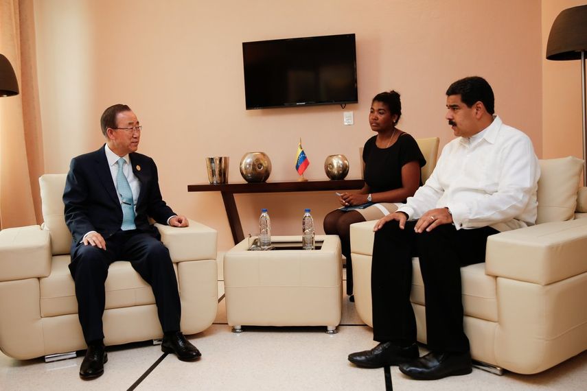 Ban sostuvo una reunión con el presidente venezolano, Nicolás Maduro, en La Habana (TWITTER/@PresidencialVen)