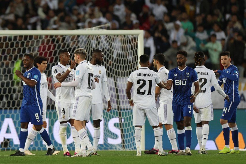 El Real Madrid celebra al finalizar el duelo contra el Al Hilal en el Mundial de Clubes