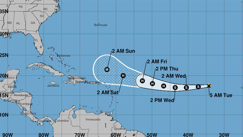 Trayectoria de la tormenta tropical Erin