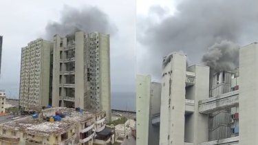 Incendio en el edificio Girón, en la barriada del Vedado, La Habana, Cuba, el 22 de junio de 2024.&nbsp;