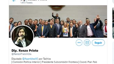 Captura de pantalla de la cuenta de Twitter de Renzo Prieto.&nbsp;