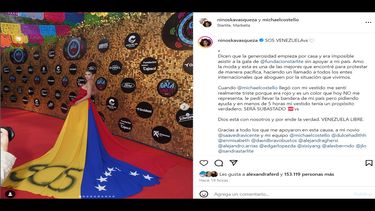 La modelo venezolana Ninoska Vasquez protesta en la gala Fundación Starlite 2024 en Marbella, España, por la dictadura que vive su país.