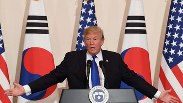 El presidente Donald J. Trump durante una rueda de prensa en Seúl (Corea del Sur).
