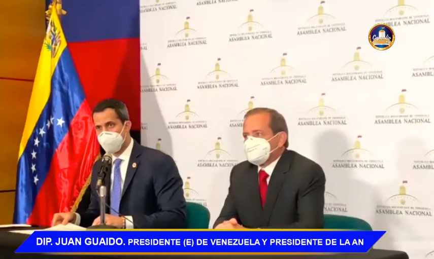 El presidente encargado de Venezuela Juan Guaidó junto al primer vicepresidente de la AN, Juan Pablo Guanipa.&nbsp;