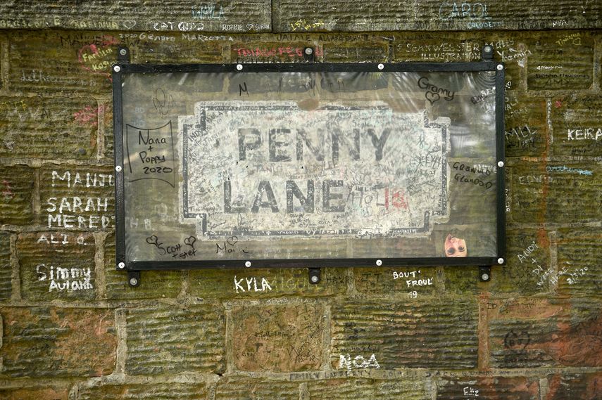 Los&nbsp;carteles&nbsp;urbanos de&nbsp;Penny Lane&nbsp;en&nbsp;Liverpool.