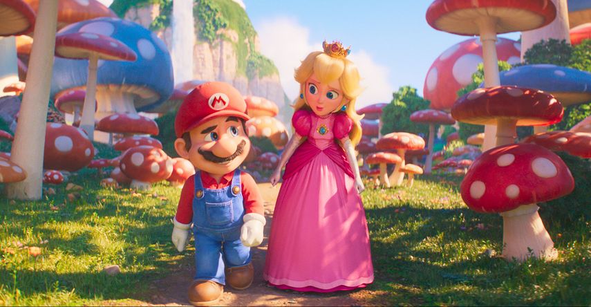 En esta imagen proporcionada por Nintendo y Universal Studios, Mario, con la voz de Chris Pratt, y la Princesa Peach, con la voz de Anya Taylor-Joy, en una escena de The Super Mario Bros. Movie.