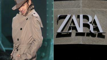Esta combinación de imágenes de archivo, creada el 17 de marzo de 2026, muestra al diseñador británico John Galliano al final del desfile de prêt-à-porter Primavera-Verano 2010 de Christian Dior en París y el logotipo de Zara fotografiado en París el 16 de agosto de 2025.