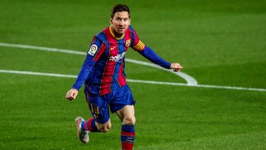 Lionel Messi celebra tras anotar un gol del Barcelona.&nbsp;