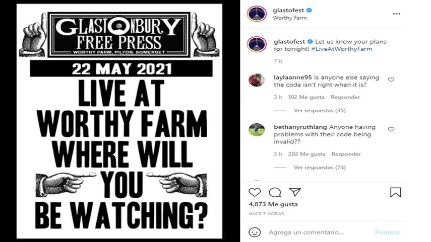 Problemas técnicos afectan inicio del festival de Glastonbury en línea.