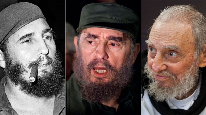 El fallecido gobernante cubano Fidel Castro en tres momentos de su vida. Castro murió este 25 de noviembre a los 90 años de edad en La Habana. Cuba.