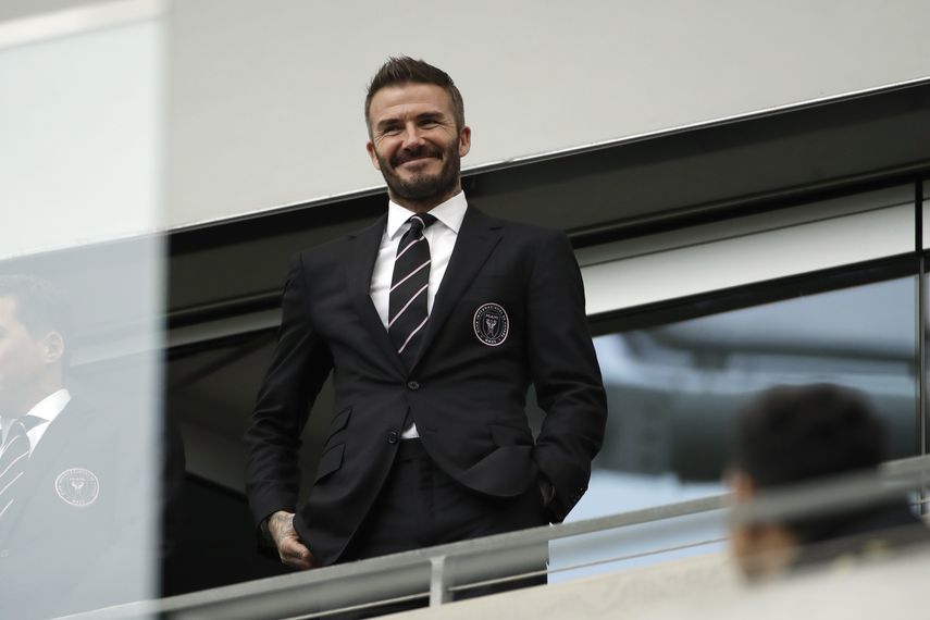 David Beckham observa desde las gradas previo al partido de la MLS entre LAFC y el Inter Miami en Los Ángeles, el domingo 1 de marzo de 2020.&nbsp;