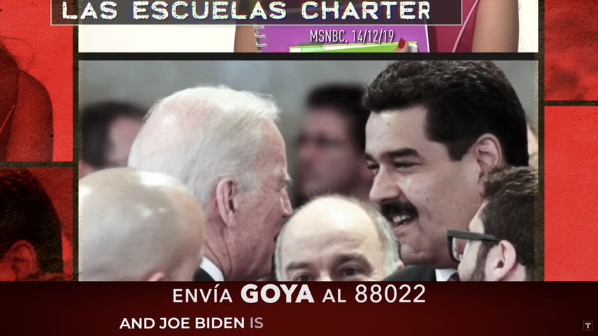 Una de las im&aacute;genes del video de la campa&ntilde;a de Trump, donde se ve a Joe Biden junto al dictador venezolano Nicol&aacute;s Maduro.&nbsp;