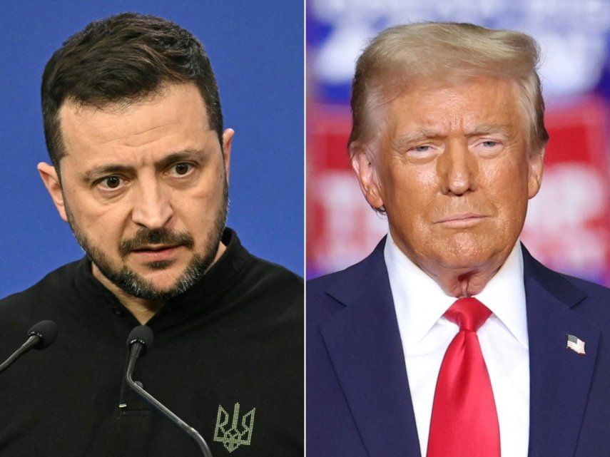 El presidente de Ucrania Volodimir Zelenski y el presidente electo de Estados Unidos Donald Trump.