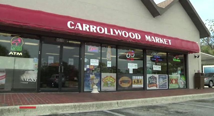 Imagen de video tomada de AP Television del mercado Carrollwood en un suburbio de Tampa, Florida. Aquí se vendió el boleto ganador de 16 millones de dólares de la lotería Powerball el 25 de mayo de 2013. El boleto pierde vigencia el jueves 21 de noviem