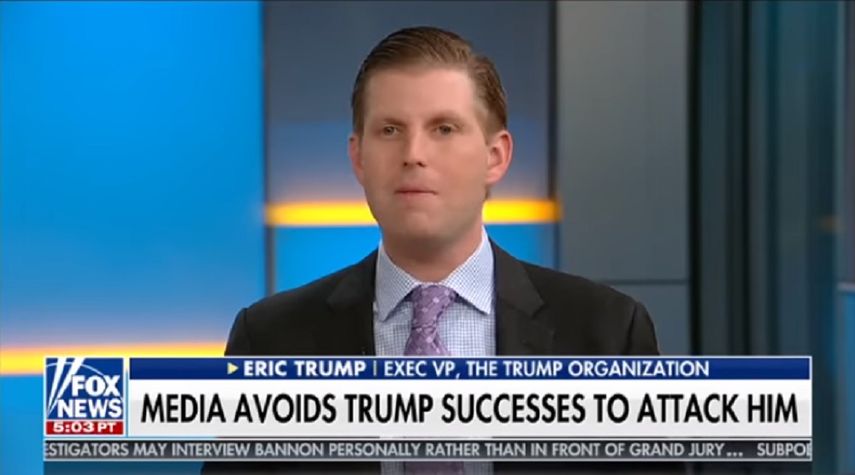 Eric Trump en un momento de la entrevista con Fox News.
