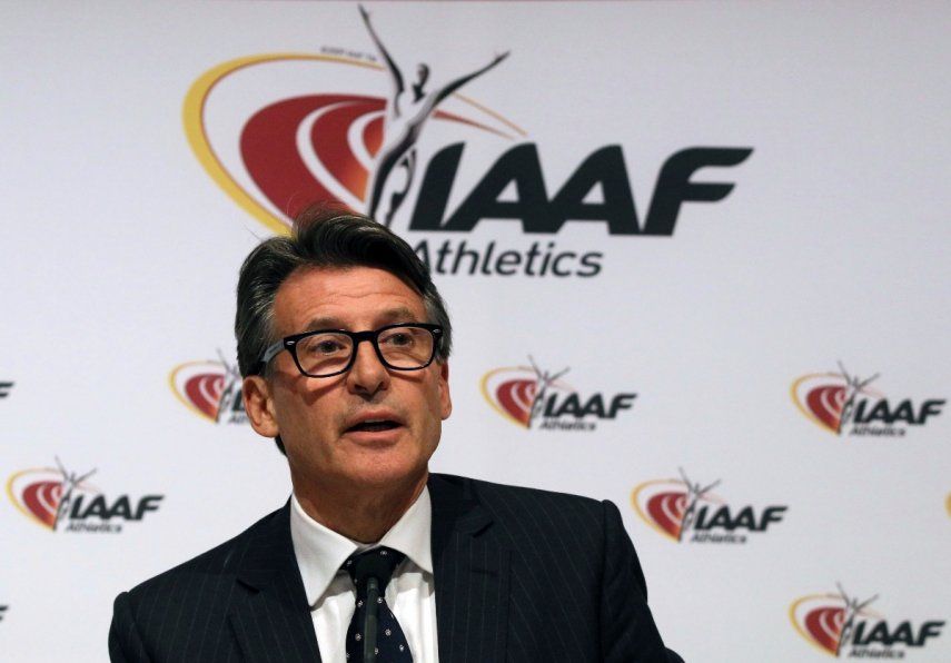 El presidente de la federación internacional de atletismo, Sebastian Coe, durante una rueda de prensa, el 17 de junio de 2016, en Viena.