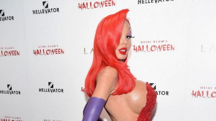 Heidi Klum, la modelo se disfrazó de Jessica Rabbit. (TWITTER)