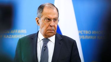 El canciller ruso Sergey Lavrov en conferencia de prensa en Astana, Kazajistán, el 8 de abril de 2021.&nbsp;