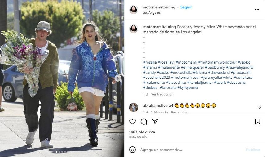 Rosalía y el actor Jeremy Allen.