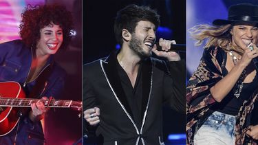 En esta combinación de fotos, de izquierda a derecha, la cantante puertorriqueña Raquel Sofia canta durante la primera Sesión Acústica de los Latin Grammy en la Ciudad de México el 24 de enero de 2018, Sebastián Yatra canta en la gala en honor a Juanes como Persona del Año de la Academia Latina de la Grabación en Las Vegas el 13 de noviembre de 2019, Debi Nova actúa en el espectáculo RiseUp As One en el Cross Border Xpress en San Diego el 15 de octubre de 2016, y Anuel AA actúa en los Latin American Music Awards en Los Angeles el 17 de octubre de 2019. Estos son algunos de los nominados que actuarán en la 21ra ceremonia anual de los Latin Grammy el 19 de noviembre.&nbsp;