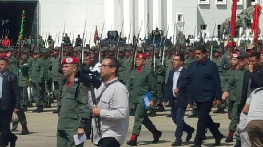 El Jefe de Estado Nicolás Maduro estuvo acompañado por el vicepresidente Ejecutivo, Jorge Arreaza y  el ministro de la Defensa, Vladimir Padrino López (EL NACIONAL)