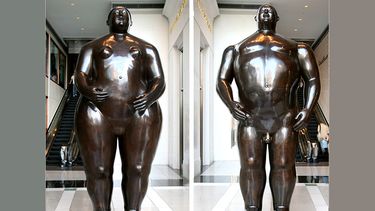 La pieza monumental de Botero Adam y Eva (1990) está estimada entre $1,8 y $2,5  millones. (CORTESÍA)