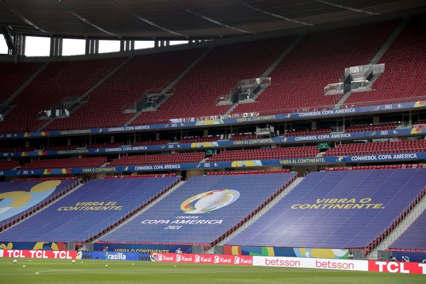 Las gradas del Estado Nacional Mané Garrincha de Brasilia previo al partido inaugural de la Copa América, entre Brasil y Venezuela, el domingo 13 de junio de 2021