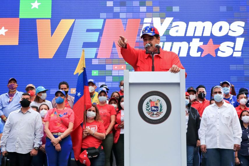 Nicolás Maduro, hablando durante un mitin de campaña en Caracas, el 3 de diciembre de 2020.