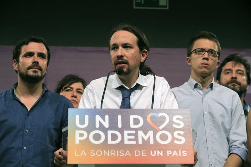 Iglesias no descartó ningún escenario postelectoral, ni siquiera un posible pacto de Gobierno con el PSOE, pero matizó que la coalición tendrá que analizar con calma los resultados (EFE)